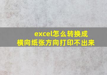 excel怎么转换成横向纸张方向打印不出来