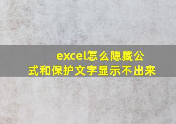 excel怎么隐藏公式和保护文字显示不出来