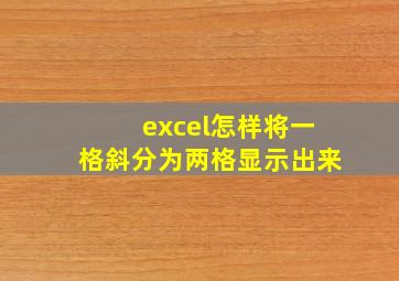 excel怎样将一格斜分为两格显示出来