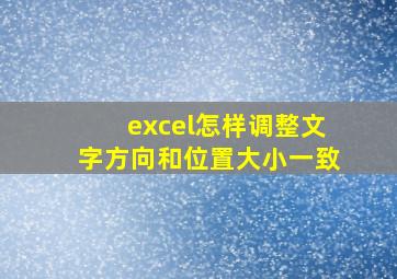 excel怎样调整文字方向和位置大小一致