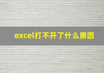 excel打不开了什么原因