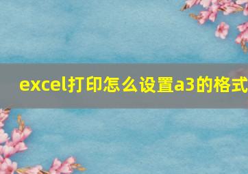 excel打印怎么设置a3的格式