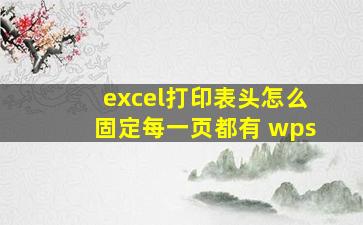 excel打印表头怎么固定每一页都有 wps