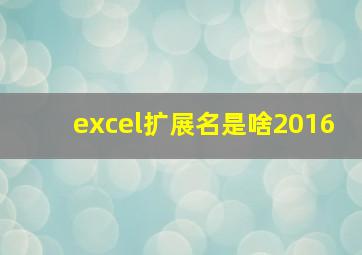 excel扩展名是啥2016