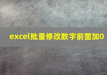 excel批量修改数字前面加0