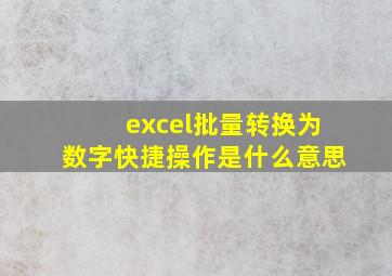 excel批量转换为数字快捷操作是什么意思