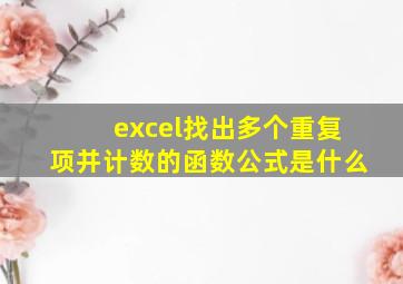 excel找出多个重复项并计数的函数公式是什么