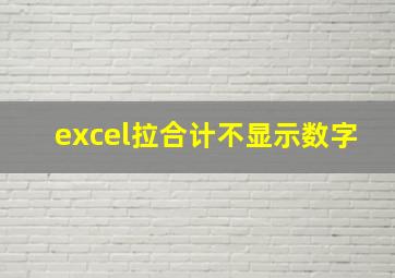 excel拉合计不显示数字