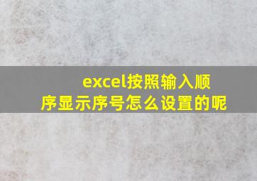 excel按照输入顺序显示序号怎么设置的呢