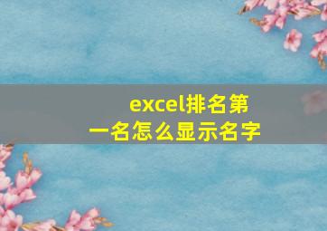 excel排名第一名怎么显示名字