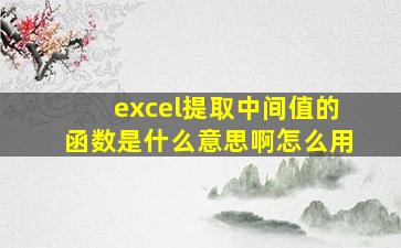 excel提取中间值的函数是什么意思啊怎么用