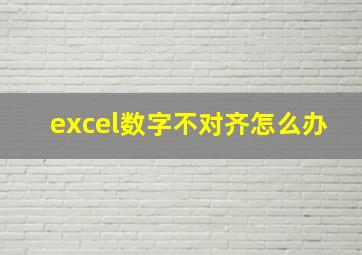 excel数字不对齐怎么办