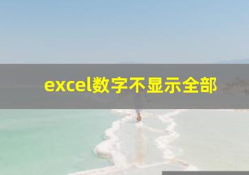 excel数字不显示全部