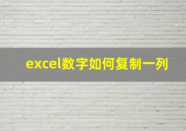 excel数字如何复制一列