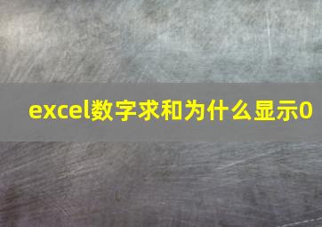 excel数字求和为什么显示0