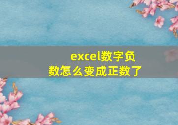 excel数字负数怎么变成正数了