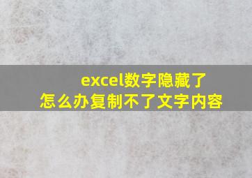 excel数字隐藏了怎么办复制不了文字内容