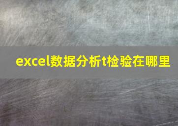 excel数据分析t检验在哪里