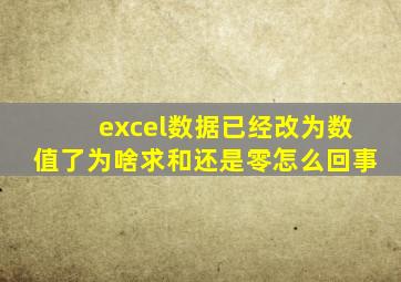 excel数据已经改为数值了为啥求和还是零怎么回事