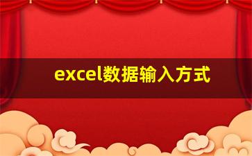 excel数据输入方式