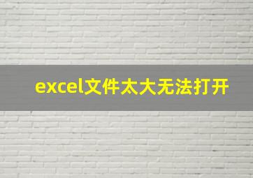 excel文件太大无法打开