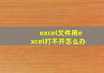 excel文件用excel打不开怎么办