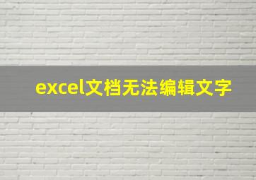 excel文档无法编辑文字