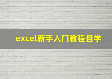 excel新手入门教程自学