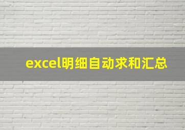 excel明细自动求和汇总