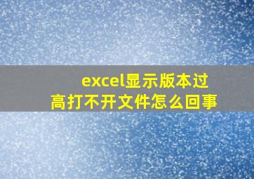 excel显示版本过高打不开文件怎么回事