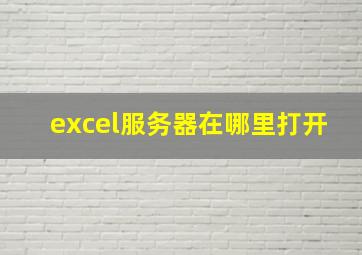 excel服务器在哪里打开