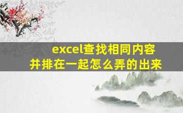 excel查找相同内容并排在一起怎么弄的出来