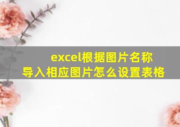 excel根据图片名称导入相应图片怎么设置表格