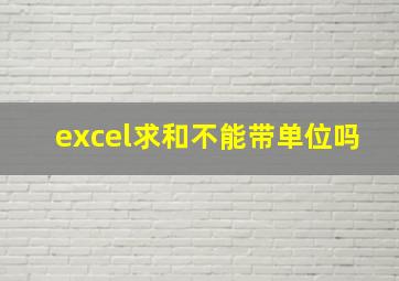 excel求和不能带单位吗