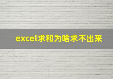 excel求和为啥求不出来