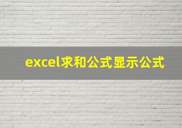 excel求和公式显示公式