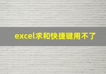 excel求和快捷键用不了