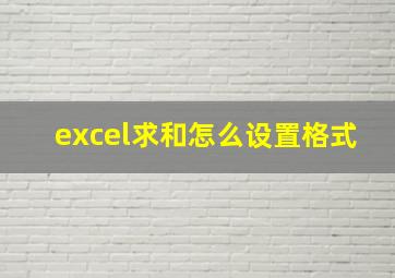 excel求和怎么设置格式