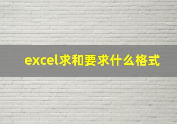 excel求和要求什么格式