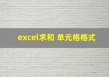 excel求和 单元格格式