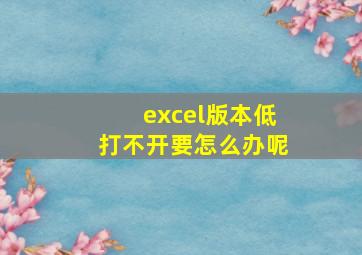 excel版本低打不开要怎么办呢