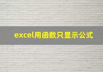 excel用函数只显示公式