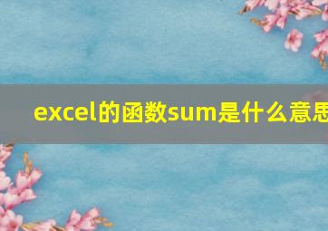 excel的函数sum是什么意思