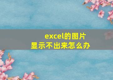 excel的图片显示不出来怎么办