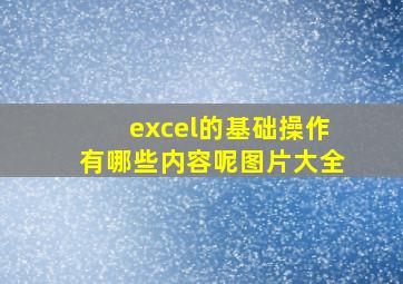 excel的基础操作有哪些内容呢图片大全