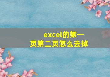 excel的第一页第二页怎么去掉