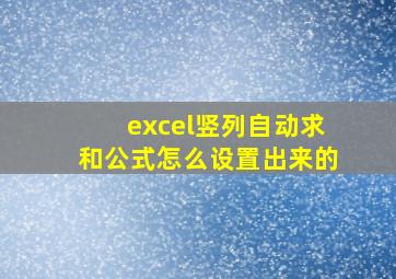 excel竖列自动求和公式怎么设置出来的