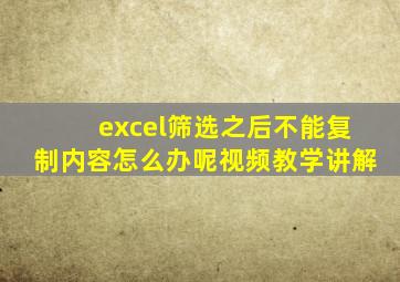 excel筛选之后不能复制内容怎么办呢视频教学讲解