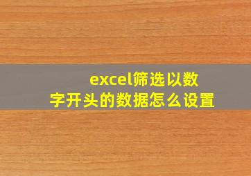 excel筛选以数字开头的数据怎么设置