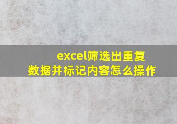 excel筛选出重复数据并标记内容怎么操作